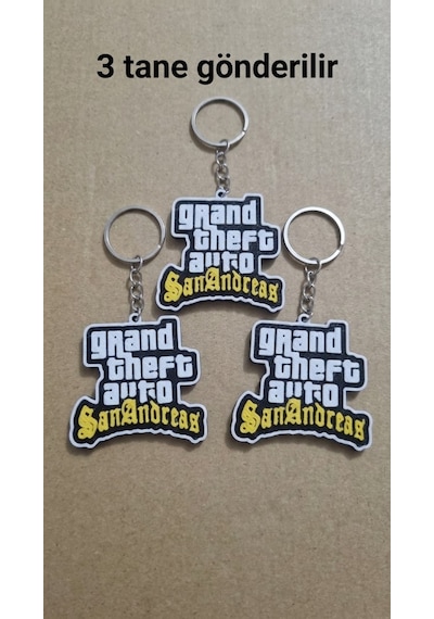 3'lü Paket Gta San Andreas Temalı 3d Anahtarlık & Çanta Süsü Siyah