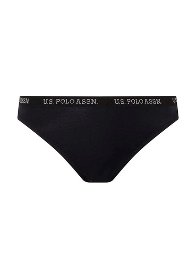 U.S. Polo Assn. Kadın Siyah Kalın Kenarlı Lastikli Bikini Alt Siyah