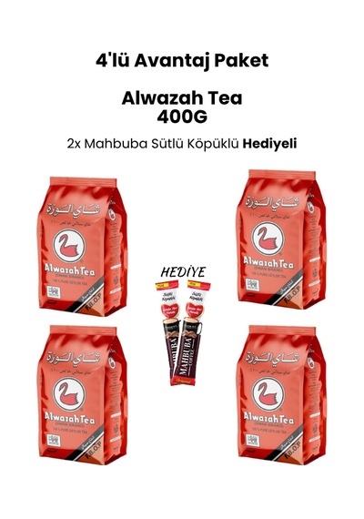 Alwazah Tea 4'lü Avantaj Paket Pure Ceylon Dökme Çay 400 G