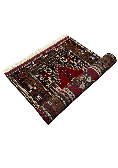 El Dokuma Sıfır Yahyalı Halısı Seccade 87x130 Kırmızı Kök Boya %100 Yün Namazlık