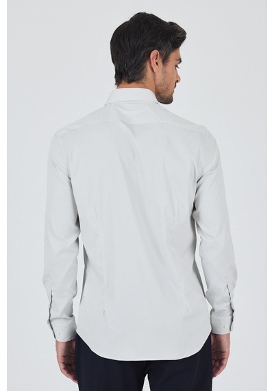 İmza Beyaz Sert Yaka Cepsiz Gabardin Uzun Kol Slim Fit Esnek Gömlek 1004250229 Optik Beyaz