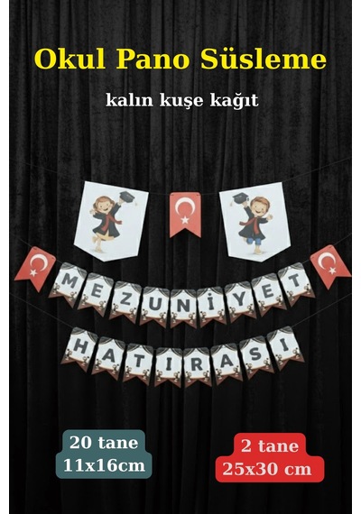 Mezuniyet Okul Pano Süsleme Seti Mezuniyet Hatırası Yazılı Sınıf Panosu Kalın Kuşe Kağıt Standart