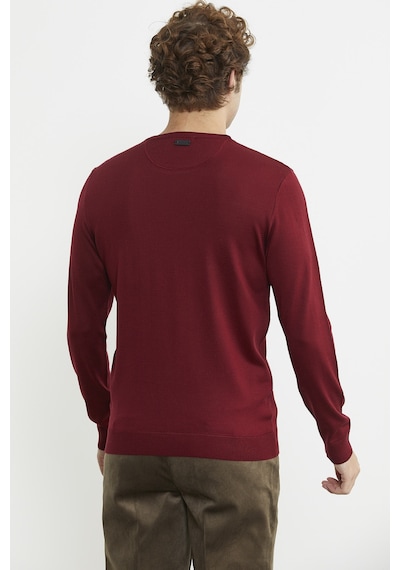 Sementa Erkek Sıfır Yaka Basic Triko Kazak - Bordo 001