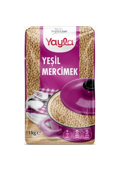 Yayla Yeşil Mercimek 1 Kg - 8 Adet Tarı