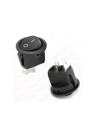 Tekli Yuvarlak Plastik Siyah Işıksız Anahtar 2 Pin On/off 20mm 1 Adet Fiyatıdır