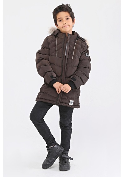 Benitto Kids Natural Kürklü Erkek Çocuk Kaban 51237-kahve Kahverengi