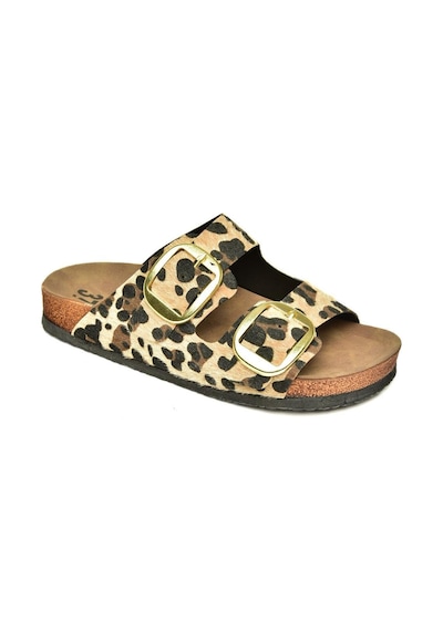 Fox Shoes P777517402 Leopar Süet Çift Bantlı Kadın Terlik Leopar-süet Çok Renkli