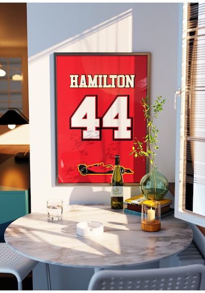 Lewis Hamilton 44 F1 Poster Tablo Siyah Çerçeveli