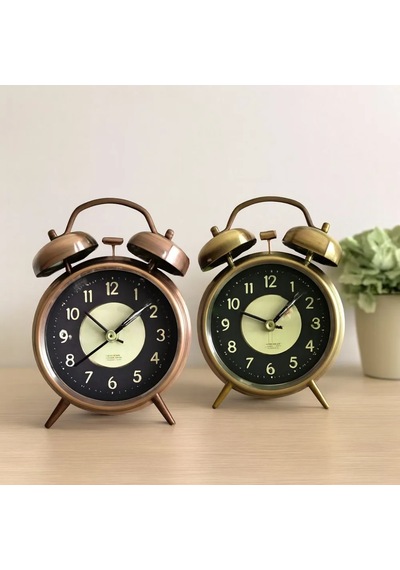 Jenerik Yuvarlak Metal Çalar Saat 10 Cm - Pilli Işıklı Fosforlu