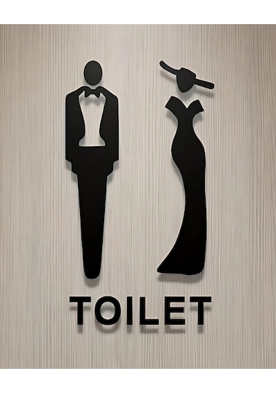 Ahşap Tuvalet Wc Yönlendirme Levhası