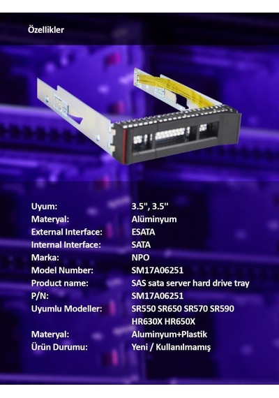Npo Sm17A06251 Lenovo Uyumlu 3.5" Disk Kızağı (Sr650 Sr550 Sr570