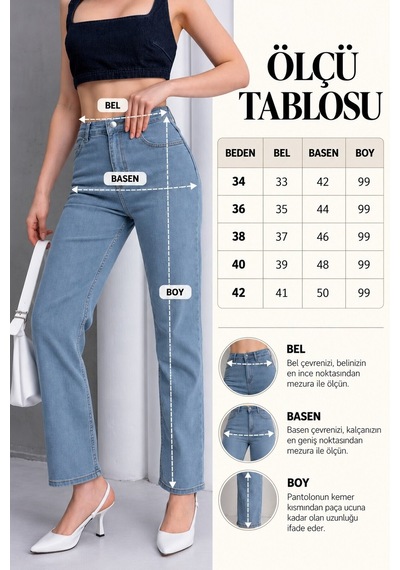 Zdnjeans Kadın Açık Mavi Yüksek Bel Jean Pantolon
