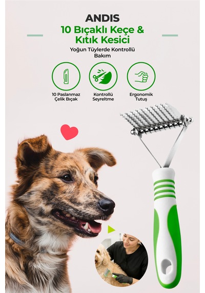 Andis 10 Bıçaklı Keçeleşmiş Kedi Ve Köpek Tüy Kesici Tarak