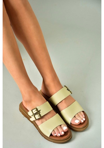Fox Shoes U291099503 Bej Hakiki Deri Kadın Terlik Bej-hakiki Deri Çok Renkli