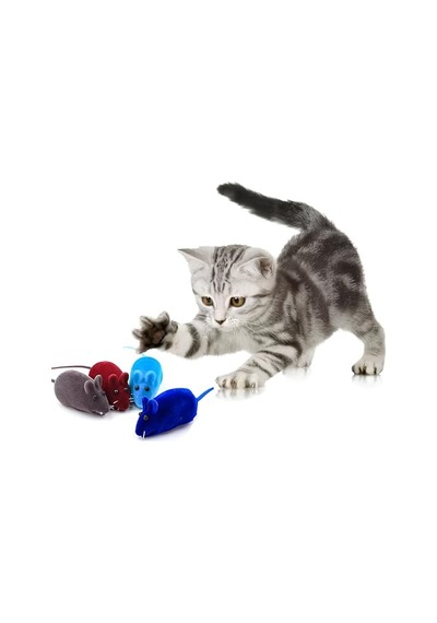 Kedi Oyuncağı Sesli Fare Basınca Ses Çıkaran Plastik & Kumaş Oyuncak Kediler İçin Avcılık Ve Zeka Oyunu Karışık Renk 4 Lü Set 2 Paket