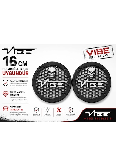 Vibe Black Death 16cm Hoparlör Kapağı - Vibe Logolu Kaliteli Plastik Midrange Hoparlör Kapak 16 Cm -