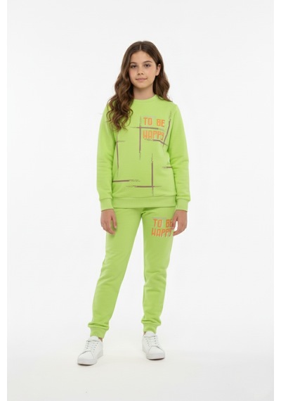 Mnk Baby & Kids To Be Happy Motif Kız Çocuk Eşofman Mnk0624 Yesil