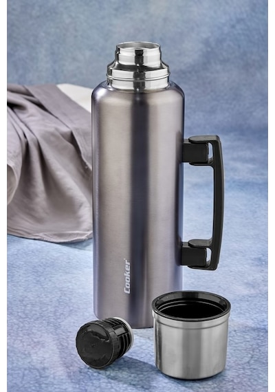 Cooker 1.5 Lt Kulplu Çelik Termos -gri Antrasit