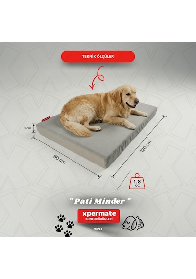 Xpermate Büyük Irk Köpek Yatağı Fermuarlı Yıkanabilir Su İtici Evcil Hayvan Yatağı Pati Minder 80 x 120 CM