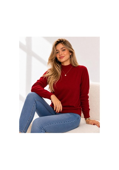 Hira Life Fashion Kadın Şık Tasarım Ve Yumuşak Dokulu Dik Yaka Triko Basic Kazak Bluz Bordo Bordo Hira Life Fashion Kadın Şık Tasarım Ve Yumuşak Dokulu Dik Yaka Triko Basic Kazak Bluz Bordo Bordo