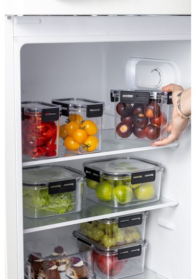 Nandy Home Kilit Kapaklı Dikdörtgen Clear Saklama Kabı Seti 3'lü - 1200 ML Beyaz