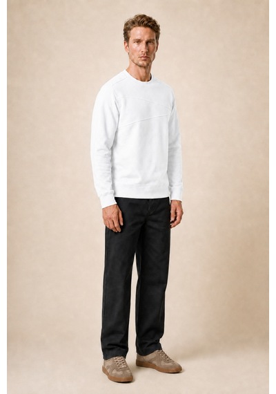 Redline Lines Regular Fit Kışlık Sweatshirt Beyaz