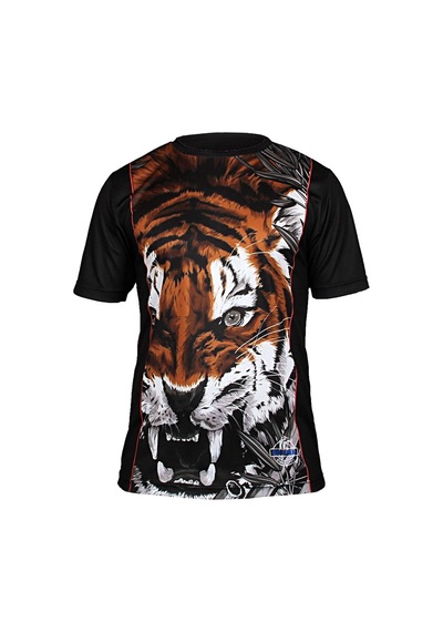 Dosmai Dijital Baskılı Tiger Bisiklet Yaka Spor T-shirt Fgt063 Siyah