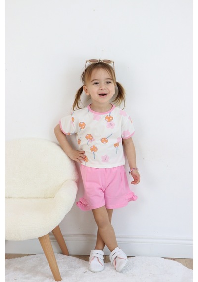 Harika Kids Kız Çocuk Lolipop Baskılı Şortlu İkili Takım 001