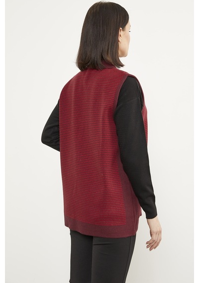 Sementa Polo Yaka Fermuarlı Triko Yelek - Bordo 001