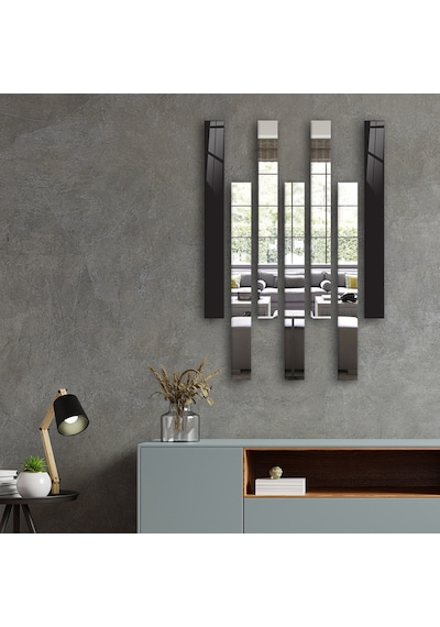 Decorita Dekor Camı Düz Renk Siyah Cam ve Ayna 7'li Takım Siyah