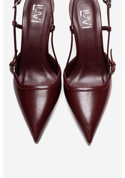 Luvishoes Celıa Bordo Cilt Sivri Burunlu Kadın Dolgu Topuklu Ayakkabı Bordo