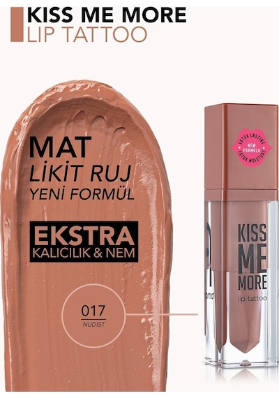 Flormar Uzun Süre Kalıcı Mat Ruj - Kiss Me More-017 Nudist-8682536040846
