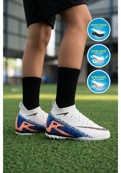La Liga Beyaz-siyah Bağcıklı Bilekten Sarmalı Unisex Halı Saha Ayakkabısı 610 Süperfly G Beyaz - Siyah