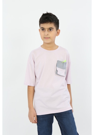 Toontoy Kids Toontoy Erkek Çocuk Göğsü Cepli Tişört Açık Lila