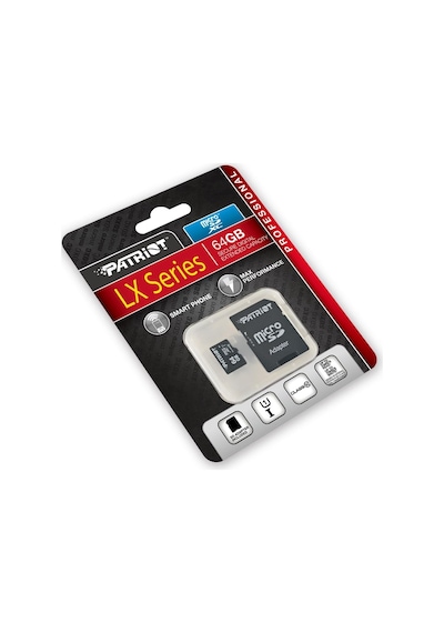 Patriot Lx Series High Speed Micro Sdxc Class 10 Uhs-ı En Fazla 70 Mb/s Aktarma Hızları - Parent Asın 64 Gb Siyah Psf64gmcsdxc10