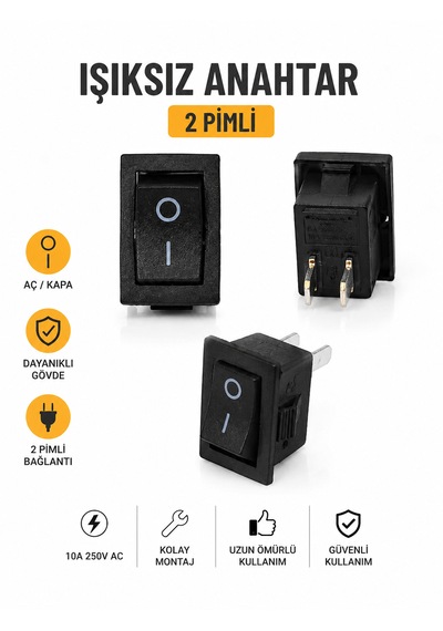 Mini On Off Aç Kapa Anahtar Düğme Siyah 6a/250vac 10a/125/250cac