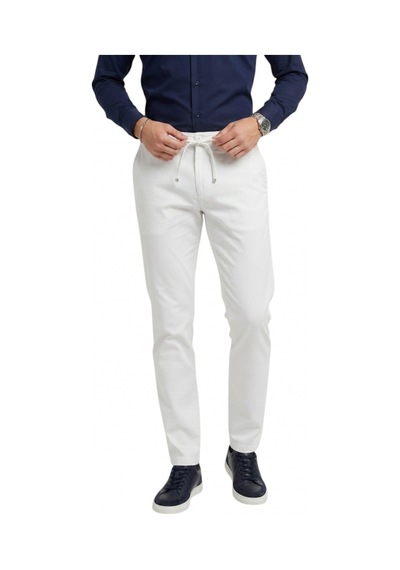 Deepsea Erkek Beyaz Esnek Kumaş Slim Fit Beli Lastikli Günlük Spor Pantolon 2601070