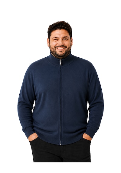 Battalmoda Erkek Büyük Beden Koyu İndigo Fermuarlı Dik Yaka Pamuklu Hırka 3xl-4xl-5xl-6xl Koyu Indigo