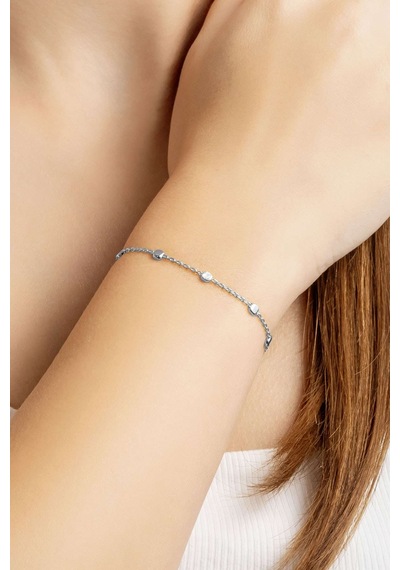 So Chic İtalyan 18 Ayar Beyaz Altın Kaplama 19 Cm Gümüş Bileklik Beyaz