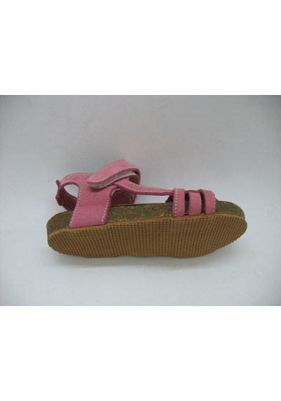 Toddler 01223 Doğal Deri Mantar Taban Pembe Sandalet 21-25