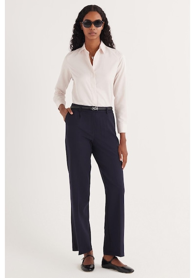 Tudors Kadın Slim Fit Dar Kesim Vucüda Oturan Uzun Kollu Gizli Düğme Detaylı Taş Basic Gömlek-35558 Taş