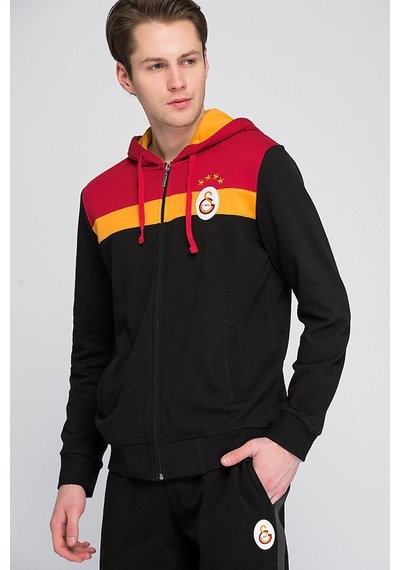 Galatasaray Sweat Kapüşonlu Fermuarlı Siyah Sweat Siyah