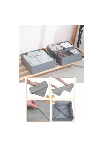 Antrasit 4'lü Çekmece Içi Düzenleyici Organizer Set Kumaş Gri Tr Diğer