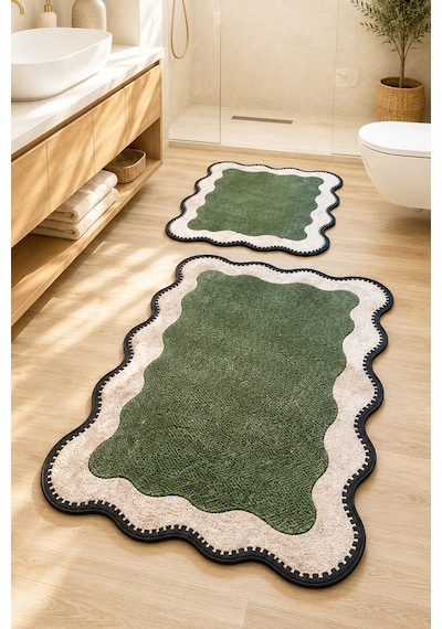 Nehogreen Shape 60x100 50x60 Kaydırmaz Tabanlı 2'li Banyo Paspas Seti Takımı 2li Shape