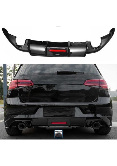 Golf 7.5 2017-2020 Işıklı Difüzör Parlak Siyah Sağ Sol Çıkışlı Tampon Eki