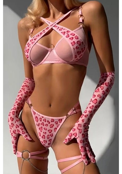 Pinky Leo Lingerie Set - Pembe Pembe
