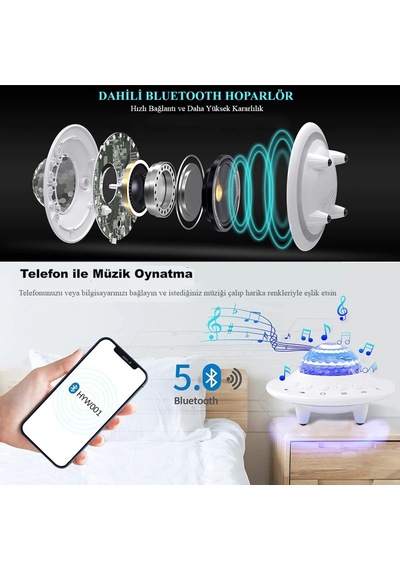 Dailytech Galaxy Projektör Hoparlör Bluetooth Ufo Gece Lambası