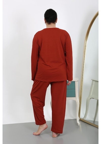 Akbeniz Kadın Büyük Beden Uzun Kol Penye Pijama Takımı Kiremit 202501 Kiremit Akbeniz Kadın Büyük Beden Uzun Kol Penye Pijama Takımı Kiremit 202501 Kiremit