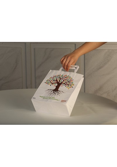 Eczane Kraft Çanta Beyaz 22 x 10 x 27 CM 100 Adet