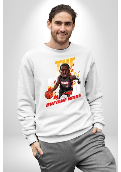 Dwyane Wade Miami Basketbol Unisex Beyaz Sweatshirt Beyaz